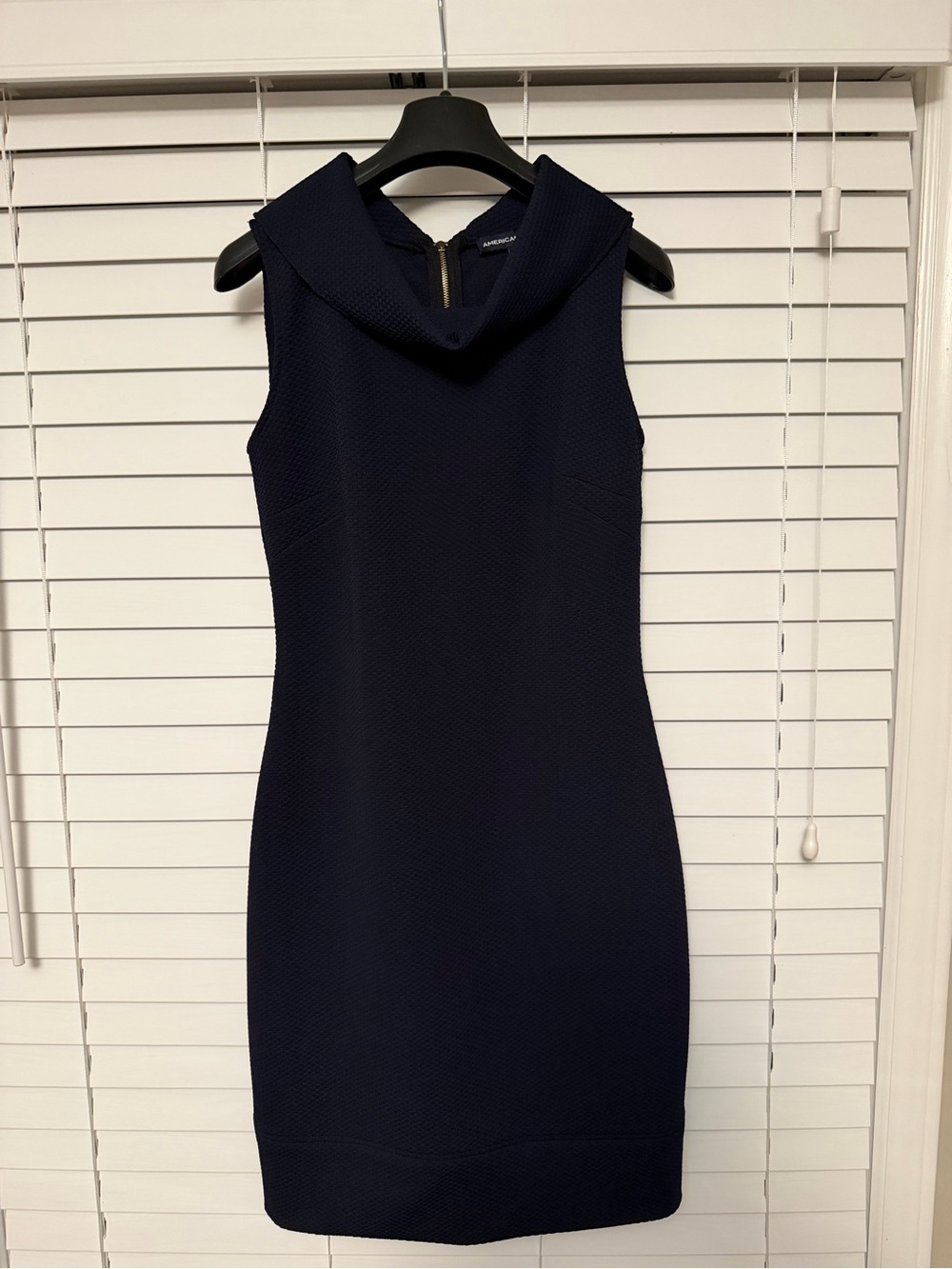 American Living Navy Cowl-Neck Sleeveless Shift Dress
